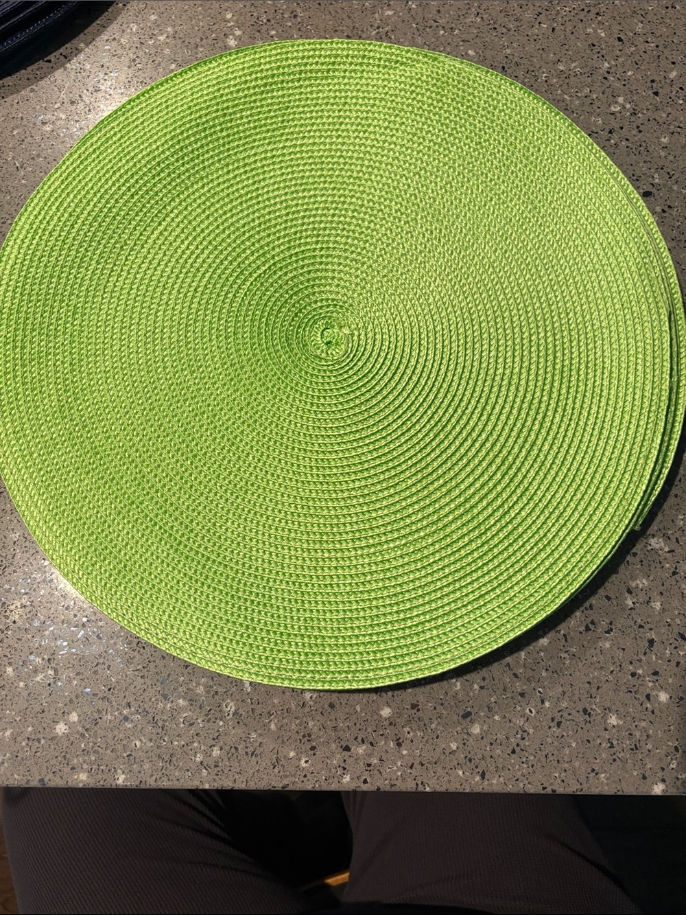 Lime Green Round Woven Placemats